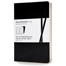 Блокнот Moleskine VOLANT Pocket 90 x 140 мм 80 стр. линейка мягкая обложка черный (2шт)