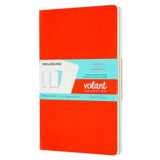 Блокнот Moleskine VOLANT Large 130 х 210 мм 96 стр. нелинованный мягкая обложка оранжевый, голубой (2шт)