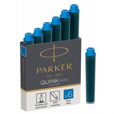 Синие мини картриджи с чернилами Parker Quink Mini Cartridges Washable Blue 6шт