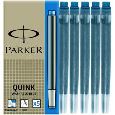Синие картриджи с чернилами Parker Quink Washable Blue 5 шт