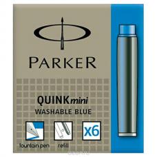 Синие мини картриджи с чернилами Parker Quink Mini Cartridges Washable Blue 6шт